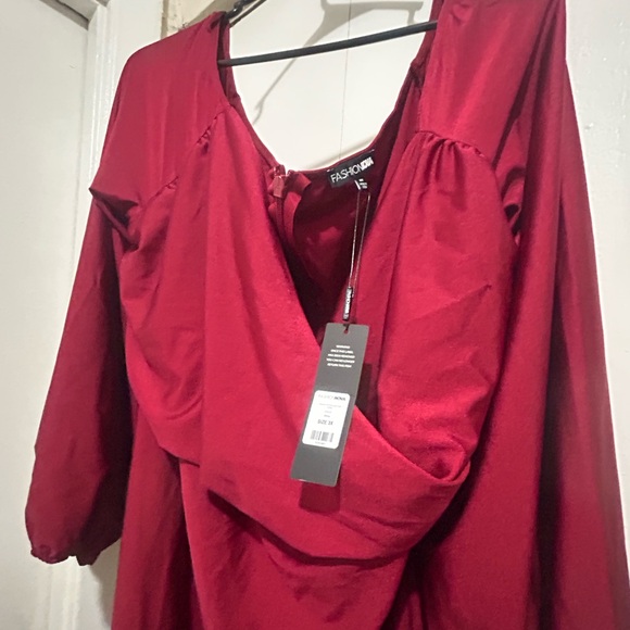 Fashion Nova Burgundy Prom Dress - Picture 1 of 7